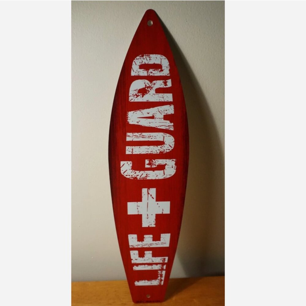 RETRO VINTAGE STYLE LIFEGUARD SURFBOARD SIGN Tiki Bar Beach Pool Home Decor NEW